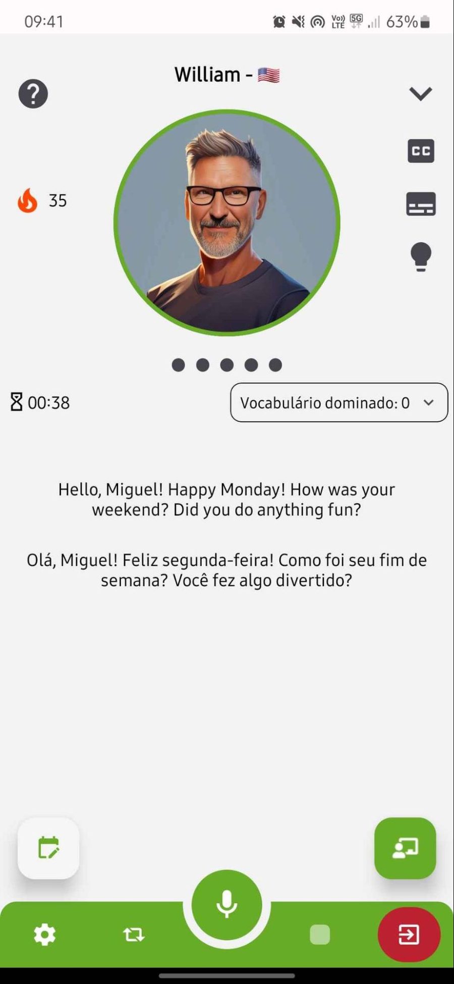 Uma aula de conversação em andamento com uma professora da Natural Fluency